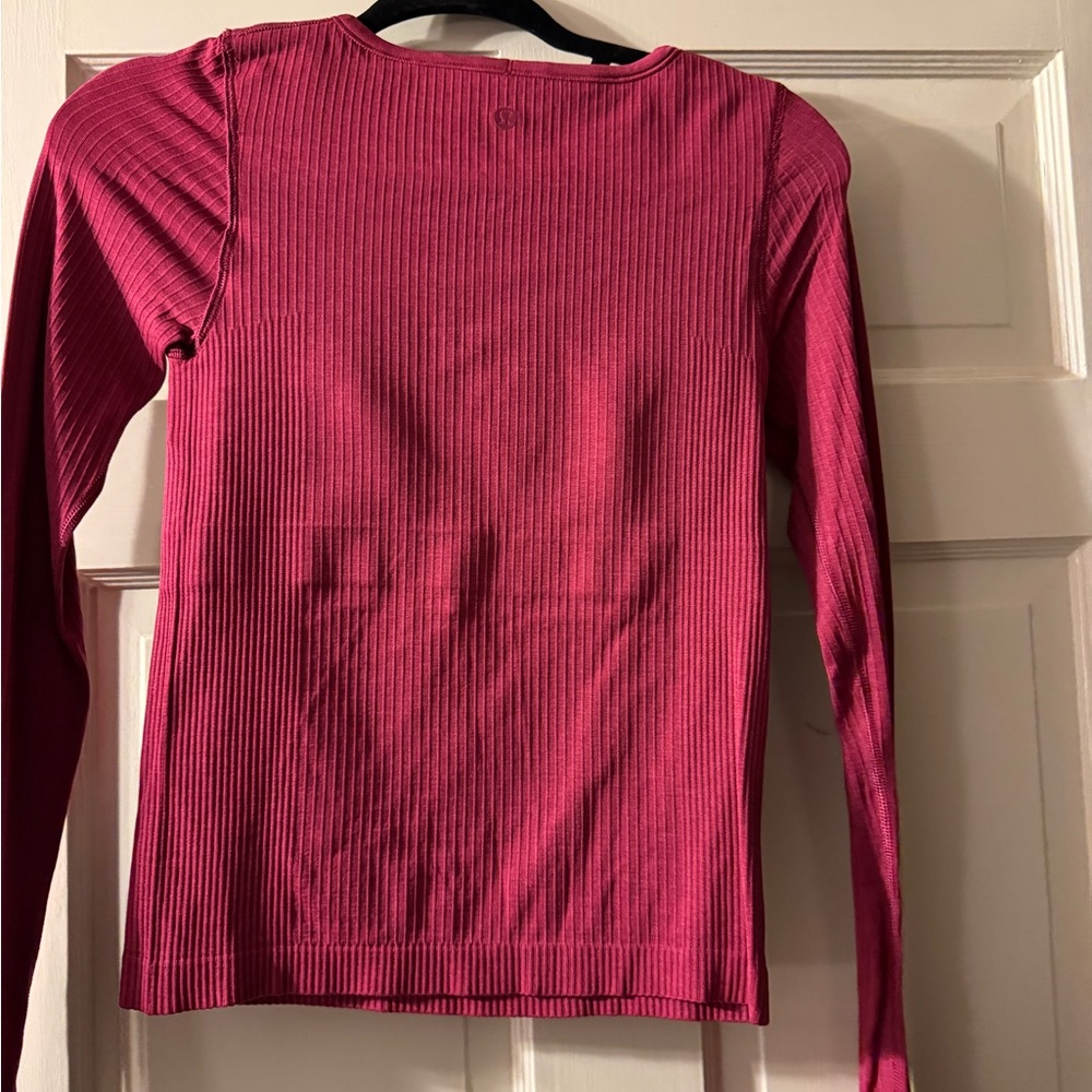 Lululemon Ebb to Street Women's Ribbed Long Sleeve Top - Pink - Picture 2 of 3